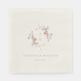Elegant Floral Monogram Wedding Napkin Pappersservett