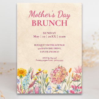 Elegant Floral Mother’s Day Brunch Inbjudningar