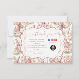 Elegant Floral Nail Artist Företag Tack Kort