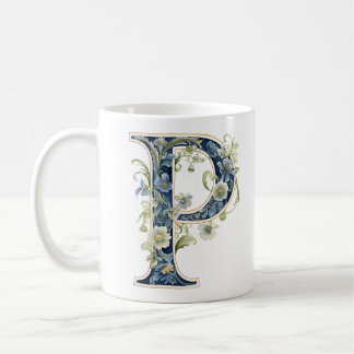 Elegant Floral P Monogram Mug Kaffemugg