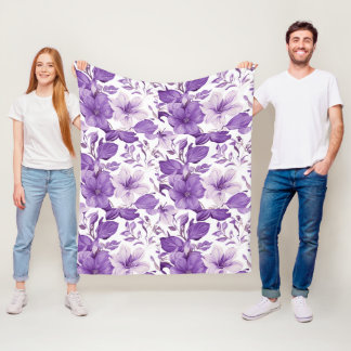 Elegant floral pattern in purple tones fleecefilt