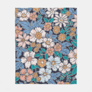 Elegant floral pattern in small hand draw flower. fleecefilt