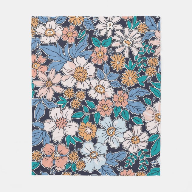 Elegant floral pattern in small hand draw flower.  fleecefilt (Framsidan)