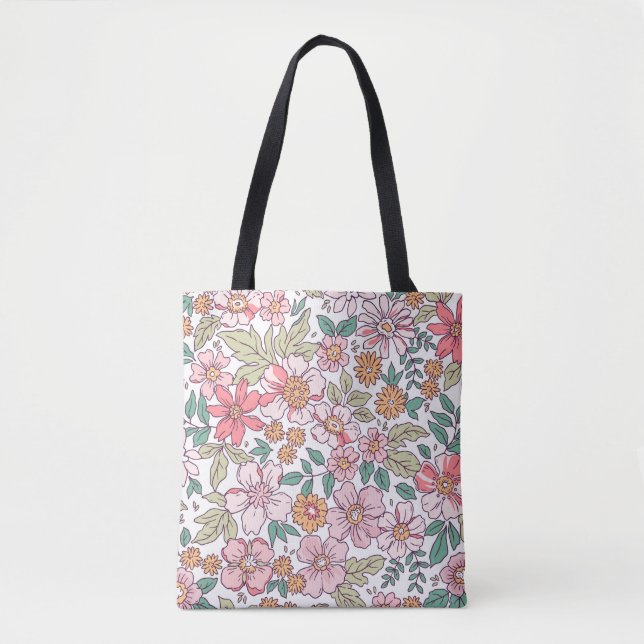 Elegant floral pattern in small hand draw flower.  tygkasse (Framsida)