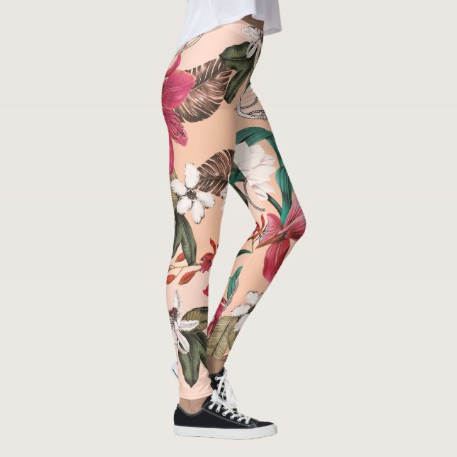 Elegant Floral Pattern Leggings (Höger)