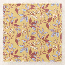Elegant Floral Pattern with Red and Blue Leaves