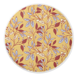 Elegant Floral Pattern with Red and Blue Leaves Knopp