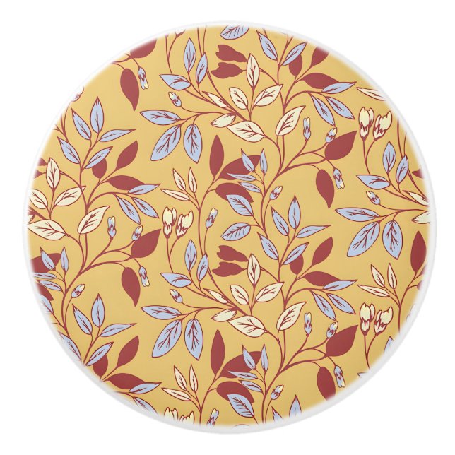 Elegant Floral Pattern with Red and Blue Leaves Knopp (Framsidan)