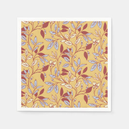 Elegant Floral Pattern with Red and Blue Leaves Pappersservett