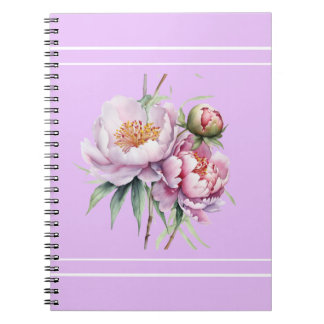 Elegant Floral Peony Spiral Photo Notebook - Lilac Anteckningsbok