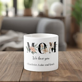 Elegant Floral Personalized Mom Espresso Mug Espressomugg