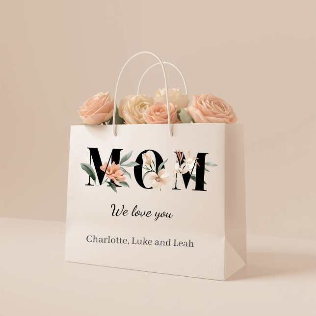 Elegant Floral Personalized Mom Gift Bag (Skapare uppladdad)