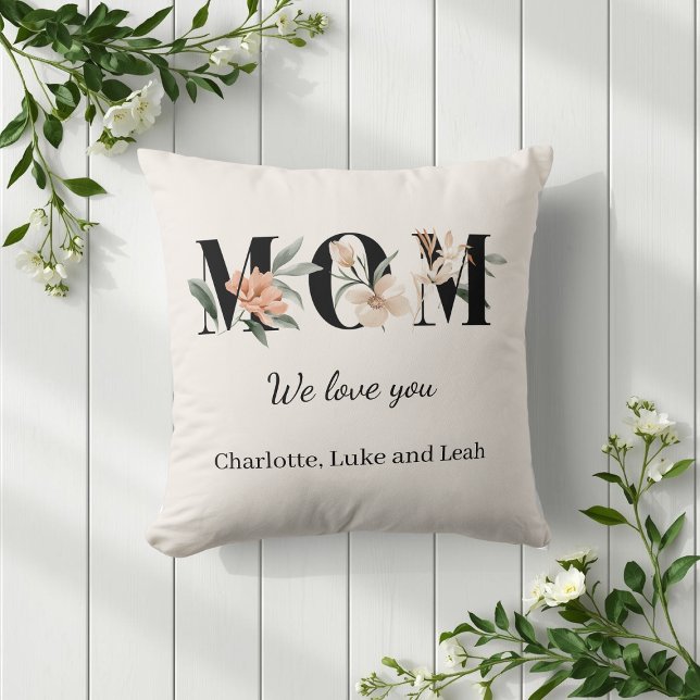 Elegant Floral Personalized Mom Throw Pillow Gift Kudde (Skapare uppladdad)