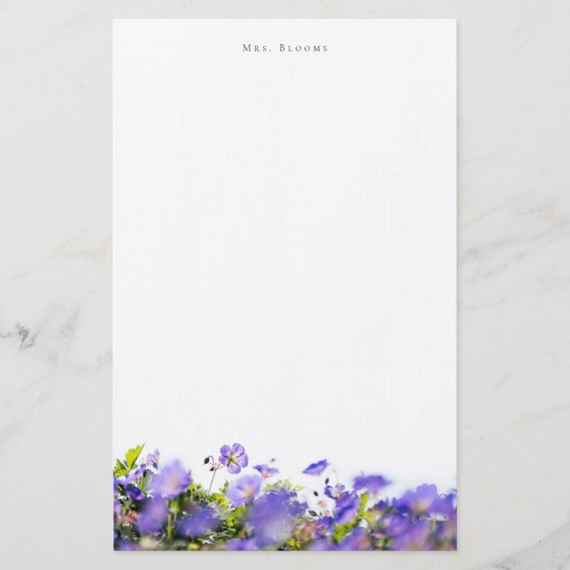 Elegant floral Personalized Stationery (one sided) Brevpapper (Framsida)
