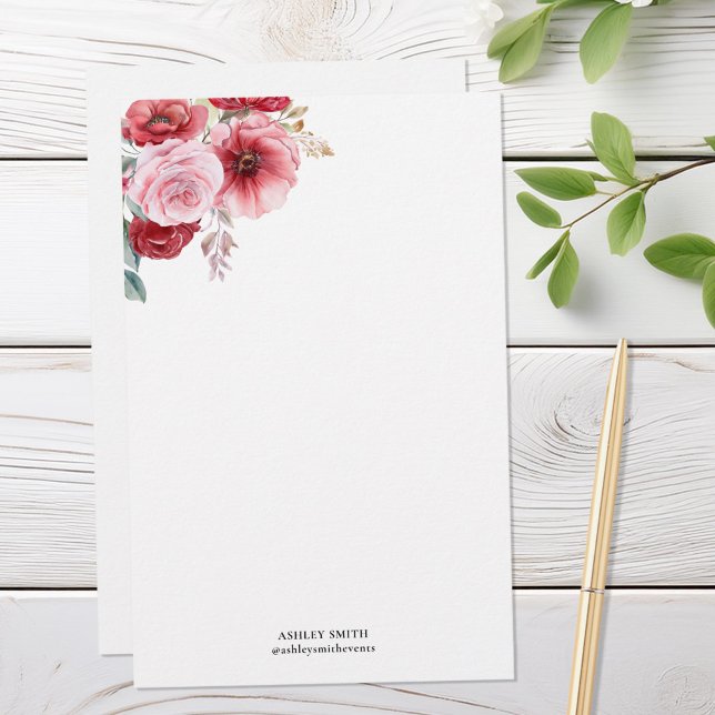 Elegant Floral Personalized Stationery Paper Brevpapper (Skapare uppladdad)