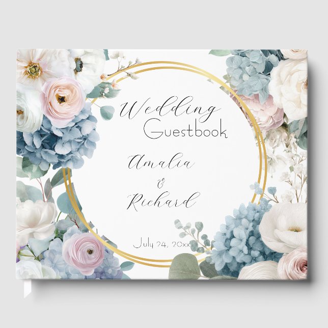 Elegant Floral Personalized Wedding Guestbook Gästböcker (Framsida)