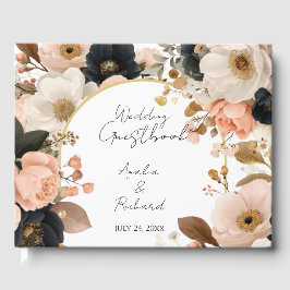 Elegant Floral Personalized Wedding Guestbook Gästböcker