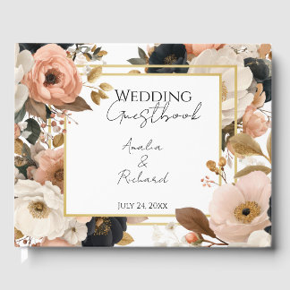 Elegant Floral Personalized Wedding Guestbook Gästböcker