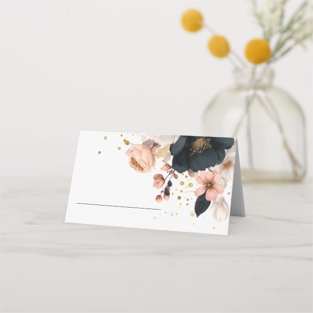 Elegant Floral Personalized Wedding  Placeringskort (Framsida)