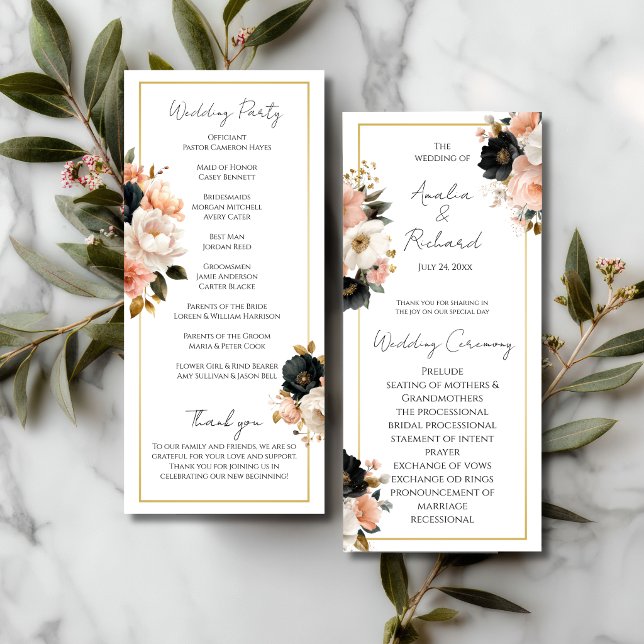 Elegant Floral Personalized Wedding Program (Skapare uppladdad)