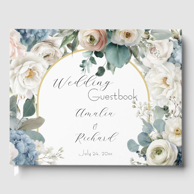 Elegant floral personlig vigselgästbok gästböcker (Framsida)