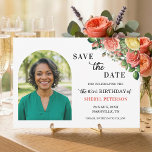 Elegant Floral Photo 63rd Birthday Party  Spara Datumet<br><div class="desc">Elegant,  colorful,  joyful design with watercolor roses and 1 special photo. Customize the details for a unique and chic Save the Date Card.</div>