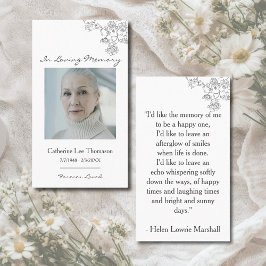 Elegant Floral Photo Prayer Card Visitkort
