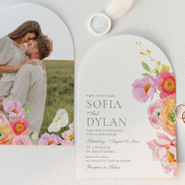 Elegant Floral Photo Wedding Invitation Inbjudningar