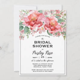 Elegant Floral Pink Bridal Shower Inbjudningar