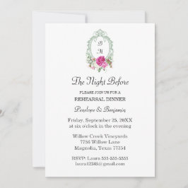 Elegant Floral Pink Peony Monogram Wedding Inbjudningar