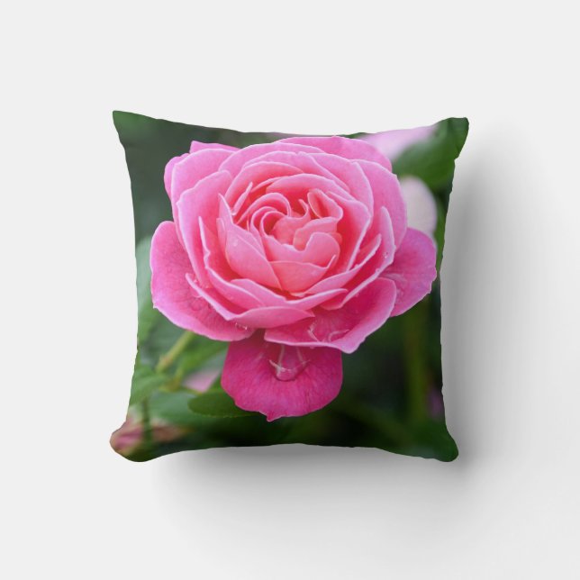 Elegant Floral Pink Rose Garden Accent Pillow Kudde (Framsida)