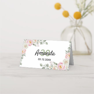 Elegant Floral Place Card and Table Number Tent Placeringskort