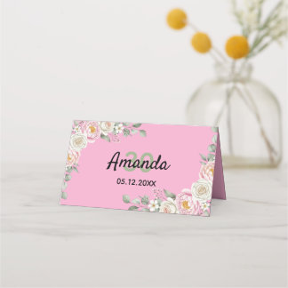Elegant Floral Place Card and Table Number Tent Placeringskort