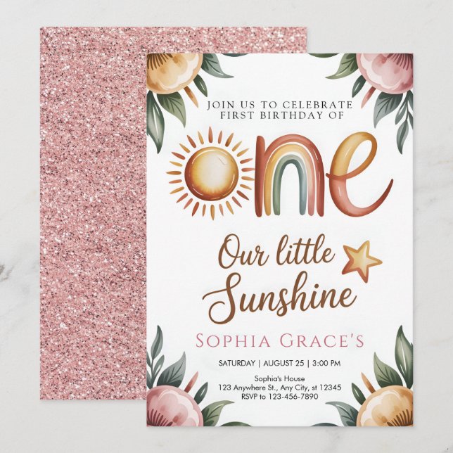 Elegant Floral Princess Invitation Inbjudningar (Fram/baksida)