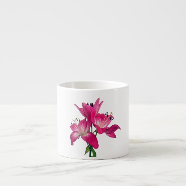 Elegant Floral Print Ceramic Mug Espressomugg (Framsidan)