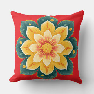 Elegant Floral Print Decorative Pillow Kudde