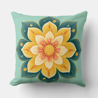 Elegant Floral Print Decorative Pillow Kudde