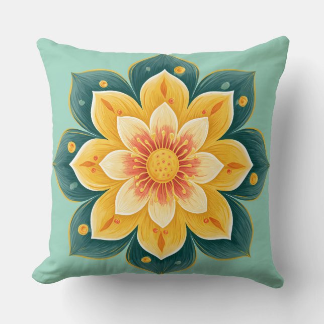 Elegant Floral Print Decorative Pillow Kudde (Framsida)