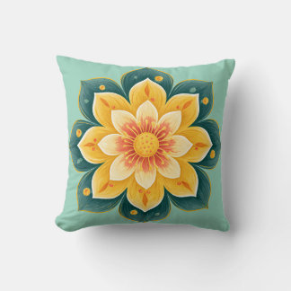 Elegant Floral Print Decorative Pillow Kudde