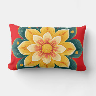 Elegant Floral Print Decorative Pillow Lumbarkudde