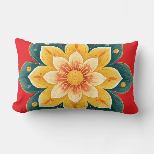 Elegant Floral Print Decorative Pillow Lumbarkudde (Framsida)