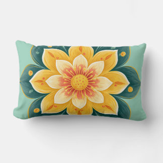 Elegant Floral Print Decorative Pillow Lumbarkudde