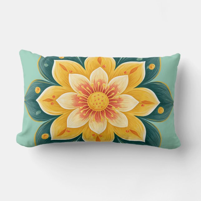 Elegant Floral Print Decorative Pillow Lumbarkudde (Framsida)