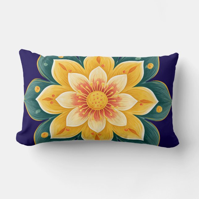 Elegant Floral Print Decorative Pillow Lumbarkudde (Framsida)