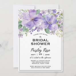 Elegant Floral Purple Bridal Shower Inbjudningar