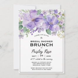 Elegant Floral Purple Bridal Shower Inbjudningar