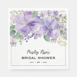 Elegant Floral Purple Bridal Shower Pappersservett