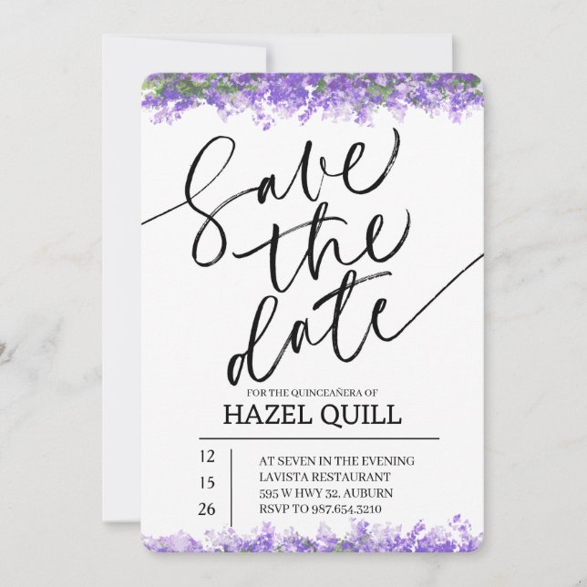 Elegant Floral Quinceañera Save the Date Inbjudningar (Framsida)