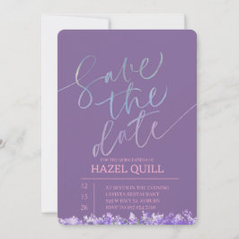 Elegant Floral Quinceañera Save the Date Inbjudningar