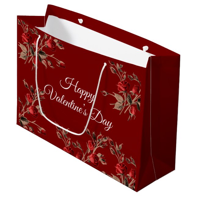 Elegant Floral Red Happy Valentine’s Day  (Framsidan Vinklad)